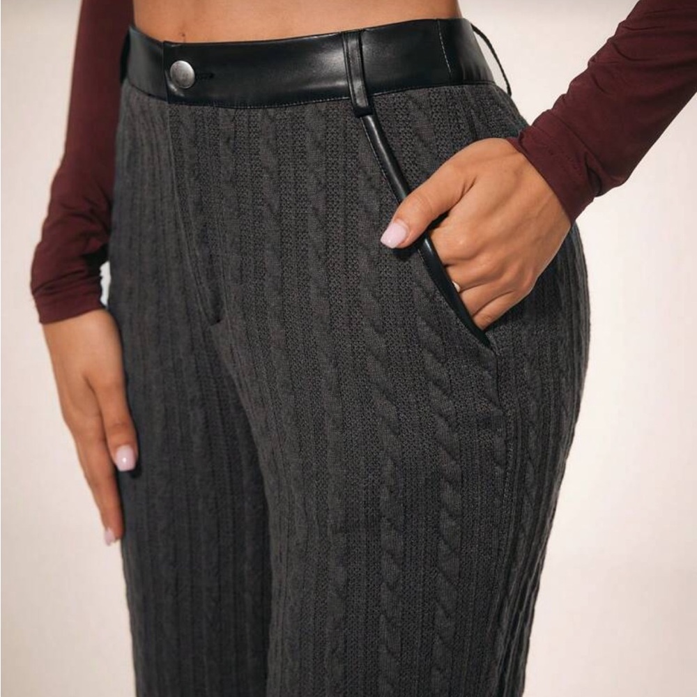 SHEIN Gray Knit Skirt with Black Trim